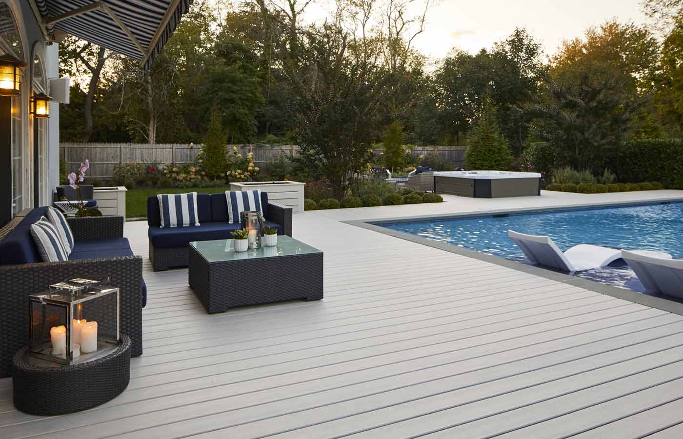 Pool deck in TimberTech Composite Legacy collection, Whitewash Cedar