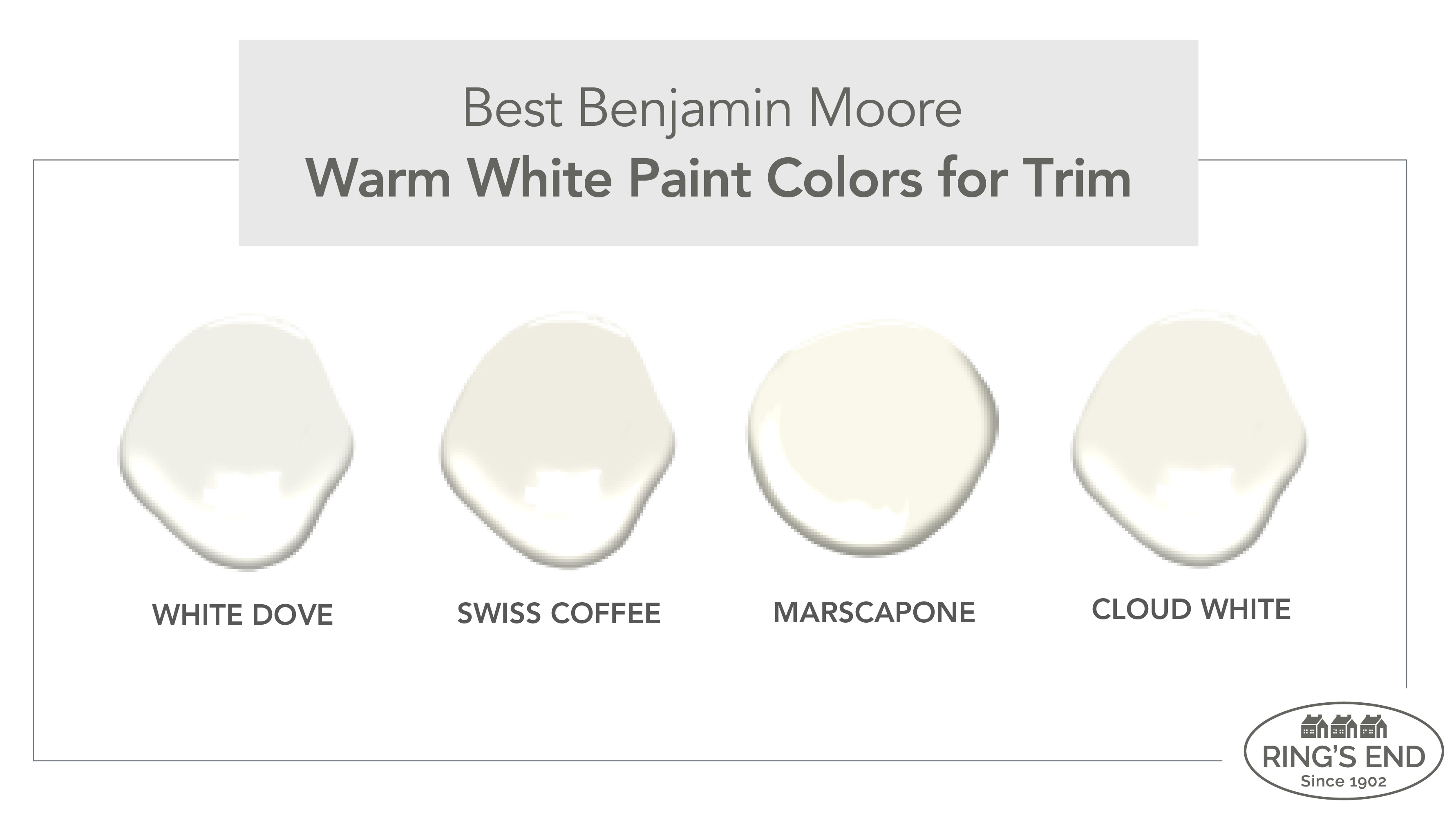 Best Benjamin Moore warm white paint colors for trim