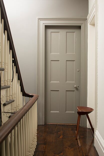 Benjamin Moore Pashmina in Satin sheen on door and trim