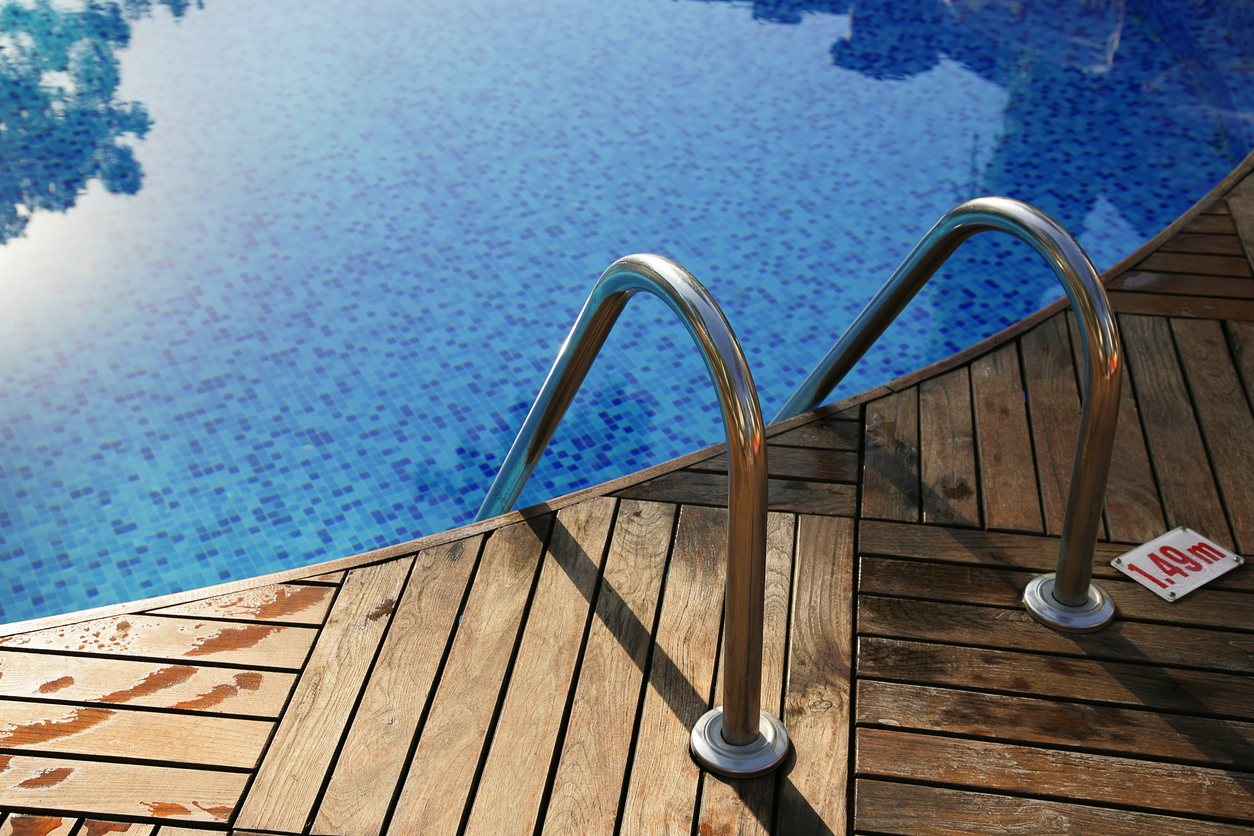 wooden pool deck