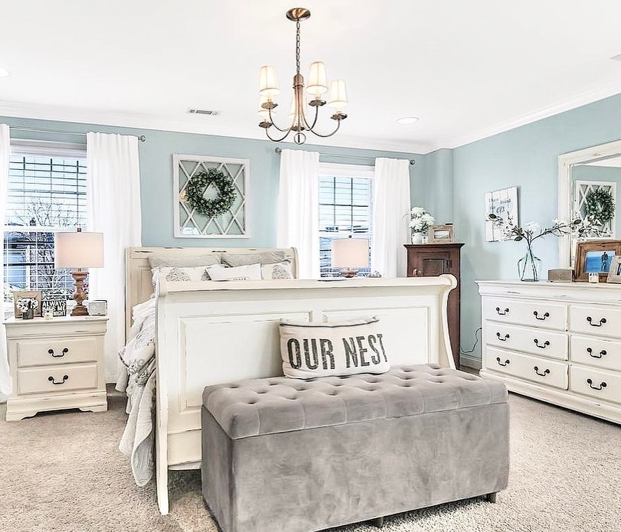 Benjamin Moore Smoke bedroom by Rachel Taratuski