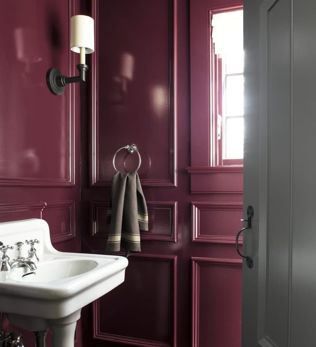 Bathroom in Benjamin Moore ADVANCE High Gloss in Carter Plum