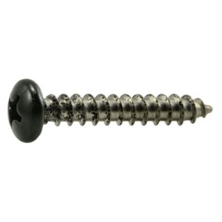 MIDWEST #8 x 1 in. Black Painted 18-8 Stainless Steel Phillips Pan Head Sheet Metal Screws, 40 Count
