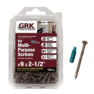 GRK #9 x 2-1/2 in. R4™ Multi-Purpose Framing and Decking Screw Handy-Pak, 100 Count