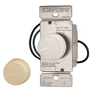 Eaton Wiring Devices RI06P-VW-K2 Rotary Dimmer, 120 V, Ivory/White