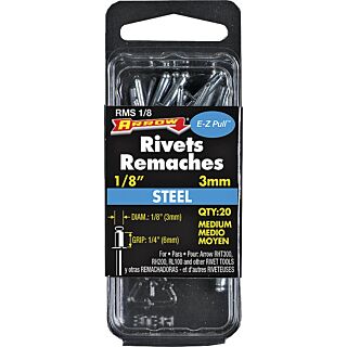 Arrow ⅛ in. Pop Rivet, Medium, ¼ in. Long, Steel 20 Count