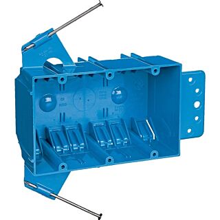 Carlon B344AB-UPC Outlet Box, 3-Gang Clamp Cable Entry, Captive Nail, Bracket Mounting, PVC