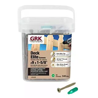 GRK Deck Elite™ Deck Screws, #9x 1-5/8 in., 540 Piece