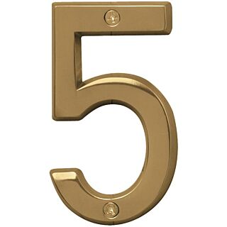 HY-KO Prestige BR-42PB/5 House Number, Character 5, 4 in H Character, Brass Character