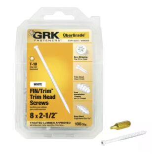 GRK #8 x 2-1/2 in. FIN/TRIM™ Finish Trim Screws Pro-Pak, White, 100 Count