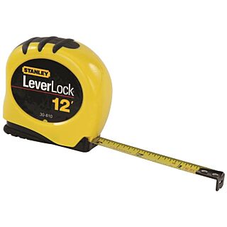 STANLEY STHT30810 Measuring Tape, 12 ft L x 1/2 in W Blade, Steel Blade, Black/Yellow