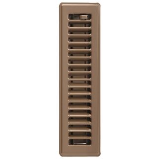 Imperial RG2000 Floor Register, 12 in W x 2-1/4 in H Duct Opening, Steel, Brown