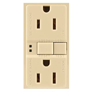 Eaton Wiring Devices SGF15V Duplex GFCI Receptacle, 15 A, 2-Pole, 5-15R, Ivory