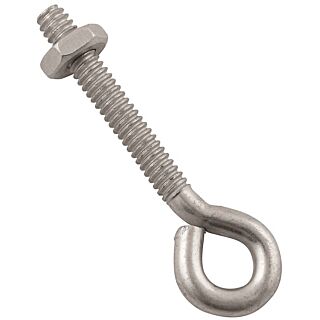 National Hardware N221-069 Eye Bolt, #10-24 Thread, 1-1/4 in L Thread, 0.28 in ID Dia Eye, Steel, Zinc