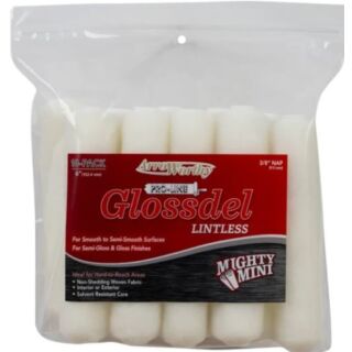 ArroWorthy 6-1/2 in. x 3/8 in. Nap, Glossdel White Lintless Mini Roller, 10 Pack