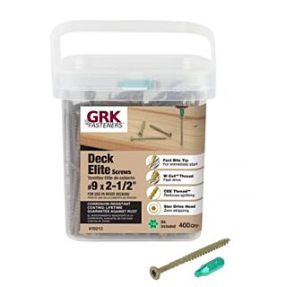 GRK Deck Elite™ Deck Screws, #9 x 2-1/2 in., 400 Piece