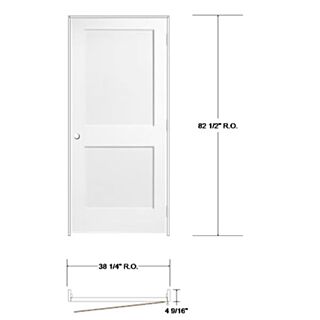 Frameport 36 in.x 80 in. 2 Panel Shaker Style Interior Door Left-Handed Unit