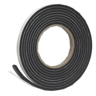 M-D Rubber Foam, 3/8 in. Thick x 1/2 in. Wide x 10 ft. Long, Self-Stick Weatherseal, Black