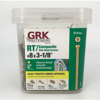 GRK #8 x 3-1/8 in.  RT Composite™ Exterior Trim Head Screws, Pro-Pak, 514 Count