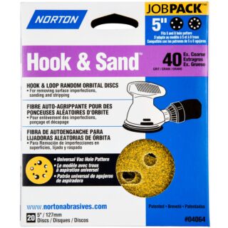 Norton Hook & Sand 5 in. Hook & Loop Random Orbital Discs, 25 Pack