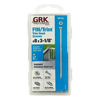 GRK #8 x 3-1/8 in. Pheinox™ 305 Stainless Steel FIN/TRIM™ Finishing Trim Head Screws Handy-Pak, 100 Count