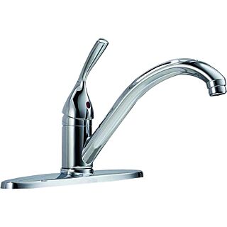 DELTA Classic 100-DST Kitchen Faucet, 10 in H Spout, Metal, Chrome