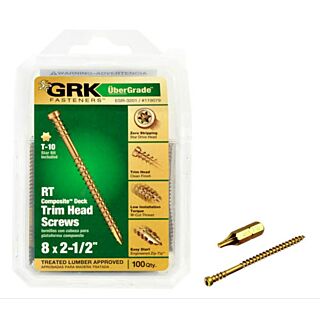 GRK #8 x 2-1/2 in.  RT Composite™ Exterior Trim Head Screws, Handy-Pak, 100 Count