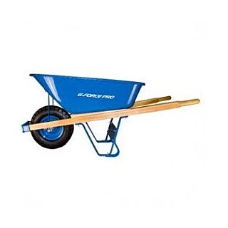 G-Force 6 Cubic Ft. Pro Wheelbarrow Flat Free Tire, Steel, Blue