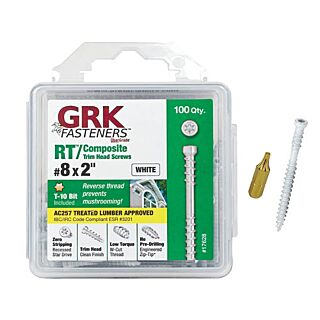 GRK #8 x 2-3/4 in.  RT Composite™ Exterior Trim Head Screws, Handy-Pak, White, 100 Count