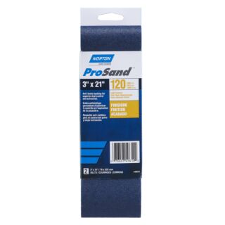 Norton 3 in. x 21 in. ProSand Portable Sanding Belts 120 Grit, 2 Pack