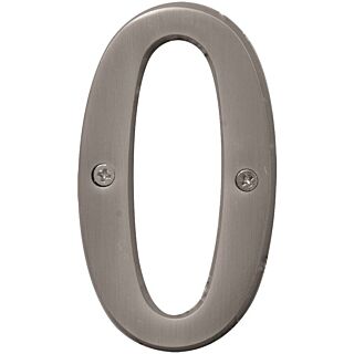HY-KO Prestige BR-43SN/0 House Number, Character 0, 4 in H Character, Nickel Character