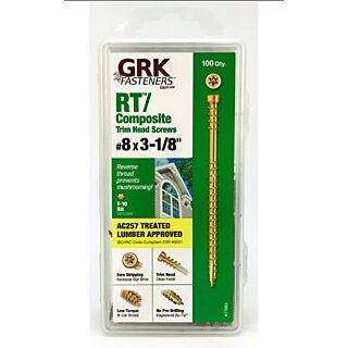 GRK #8 x 3-1/8 in.  RT Composite™ Exterior Trim Head Screws, Handy-Pak, 100 Count