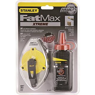 STANLEY 47-487L Chalk Reel Kit, 4 oz Chalk, 100 ft L Line, Red Line