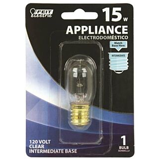 Feit Electric BP15T7N Incandescent Lamp, 15 W, T7 Lamp, Intermediate E17 Lamp Base, 2700 K Color Temp