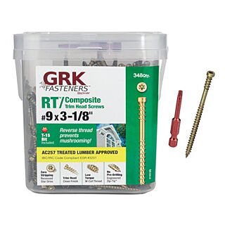 GRK #9 x 3-1/8 in.  RT Composite™ Exterior Trim Head Screws, Pro-Pak, 348 Count