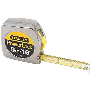 Stanley PowerLock 33-158 Measuring Tape, 16 ft L x 3/4 in W Blade, Steel Blade, Chrome