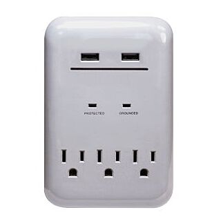 PowerZone  USB Charger, 3.4 A, 3-Outlet, 950 J Energy