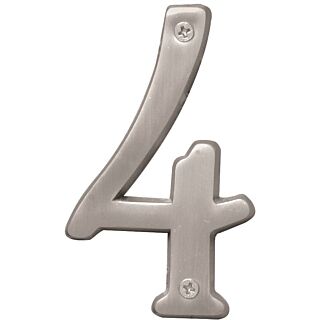 HY-KO Prestige BR-43SN/4 House Number, Character 4, 4 in H Character, Nickel Character