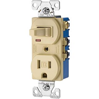 EATON TR274V Combination Switch, 120/125 V, 1-Pole, #14 to 12 AWG, Back, Side Wiring