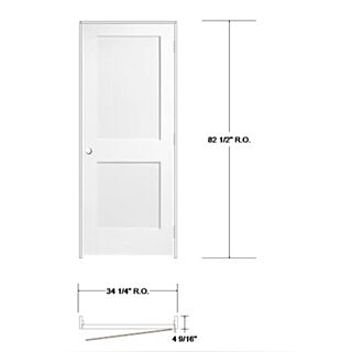 Frameport 32 in.x 80 in. 2 Panel Shaker Style Interior Door Left-Handed Unit