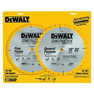 DeWALT DW3106P5 Saw Blade, 10 in Dia, Carbide Cutting Edge, 5/8 in Arbor, Carbide