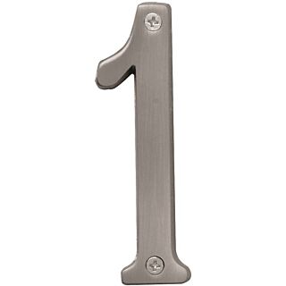 HY-KO Prestige BR-43SN/1 House Number, Character 1, 4 in H Character, Nickel Character