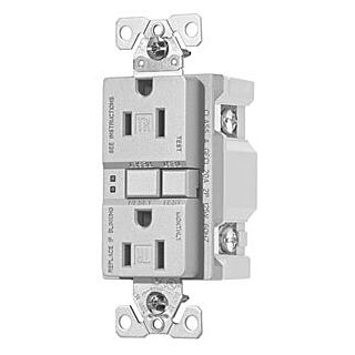 Eaton Wiring Devices TRSGF15SG-L Duplex GFCI Receptacle, 15 A, 2-Pole, 5-15R, Silver Granite