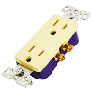 Eaton Wiring Devices 1107V-BOX Duplex Receptacle, 15 A, 2-Pole, 5-15R, Ivory
