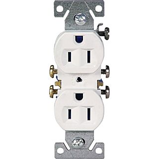 Eaton Wiring Devices 270W Duplex Receptacle, 15 A, 2-Pole, 5-15R, White