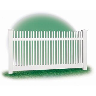 White Vinyl Picket Fence, 4 ft. x 8 ft. Section