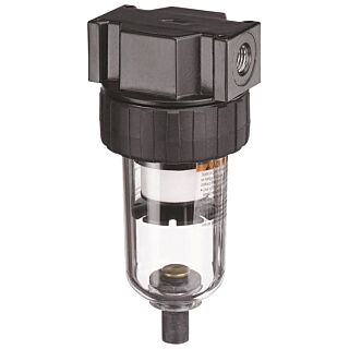 Tru-Flate 24-301 Manual Airline Filter, 1/4 in NPTF, 5 oz Bowl, Polycarbonate
