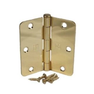 Hager, 3-1/2 in. x 3-1/2 in. Full Mortise Plain Bearing Residential Steel Door Hinge 1/4 in. Radius Corners, (US3) Polished Brass, Pair