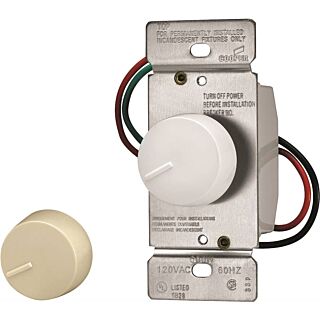 Eaton Wiring Devices RI306P-VW-K2 Rotary Dimmer, 120 V, Ivory/White