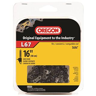 Oregon L67 Chainsaw Chain, 3/16 in File, 16 in L Bar, Steel